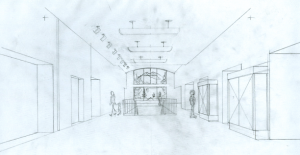 SCAEC Summit County Commons Lobby Sketch Illustration by Kevin Mastin
