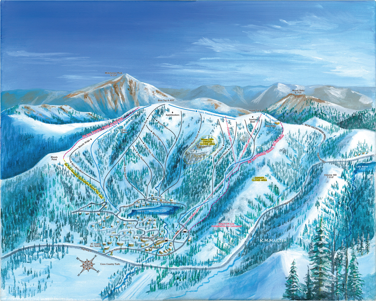 Bear Valley Village Bowl Ski Trail Map